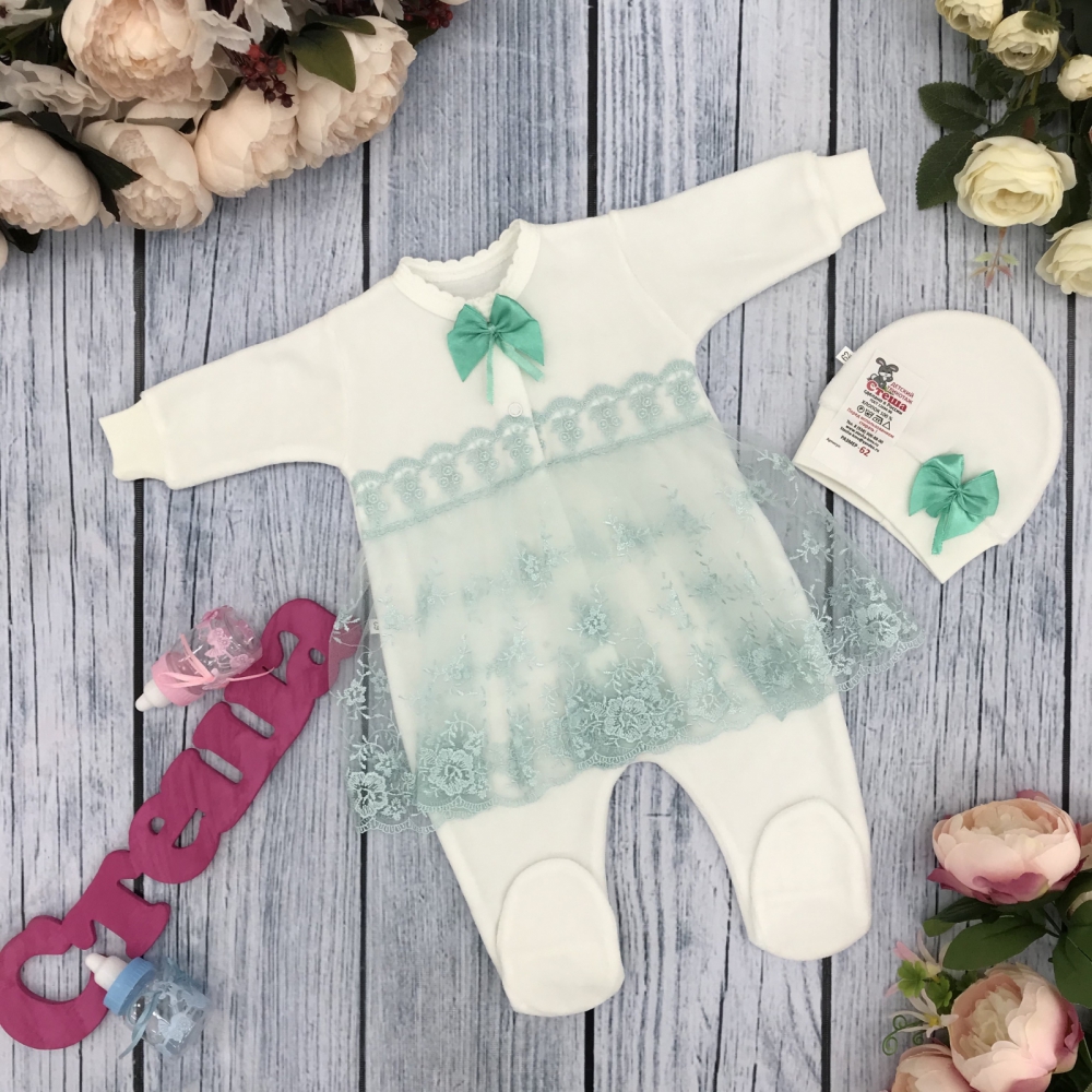 258-Б. Комбинезон с шапкой, хлопок 80% велюр 20% ПЭ, бирюза