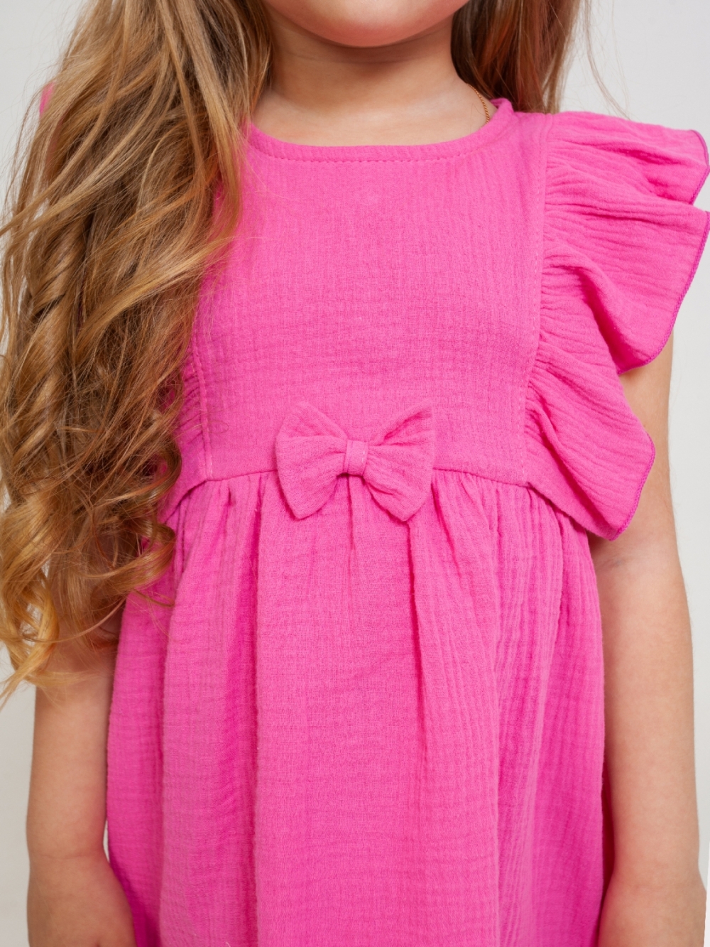 322-Ф. Платье из муслина детское, хлопок 100% фуксия, р. 98,104,110,116