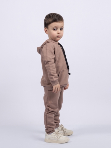 311-Ш. Свитшот с капюшоном + Штаны, хлопок 65%, 35% ПЭ, 3-х нитка ( без начеса) шоколад 98,104,110,116