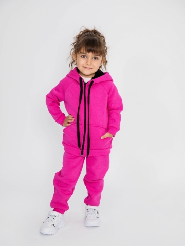 Купить оптом 319-Ф. Костюм детский на молнии, фуксия, хлопок 65%, 35% ПЭ, 3-х нитка (начес) 98,104,110,116 в Волгограде