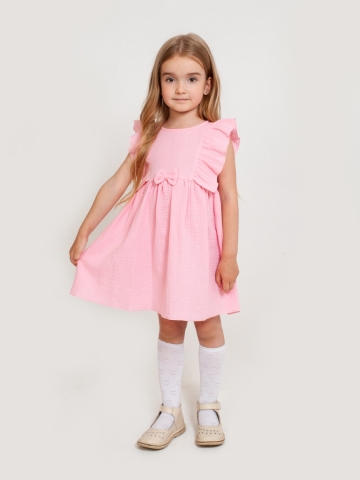 Купить 322-Р. Платье из муслина детское, хлопок 100% розовый, р. 98,104,110,116 в Волгограде