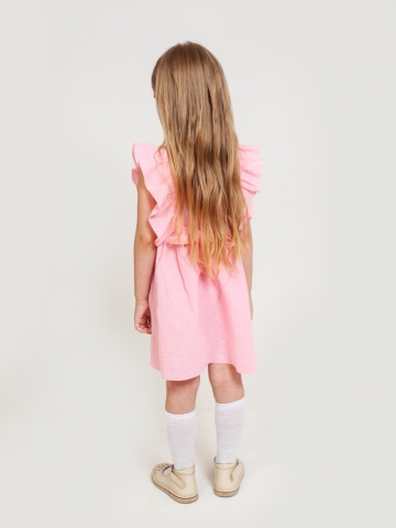 322-Р. Платье из муслина детское, хлопок 100% розовый, р. 98,104,110,116