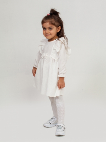Купить 321-МО. Платье из муслина детское, хлопок 100% молочный, р. 98,104,110,116 в Волгограде