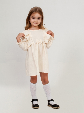 Купить 321-СЛ. Платье из муслина детское, хлопок 100% сливочный, р. 98,104,110,116 в Волгограде