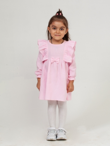 Купить 321-Р. Платье из муслина детское, хлопок 100% розовый, р. 98,104,110,116 в Волгограде